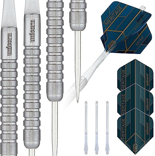 Unicorn Sigma Stability|Steel Tip Darts Heritage Striker Dartpfeile mit Stahlspitze, Silber, 21 g