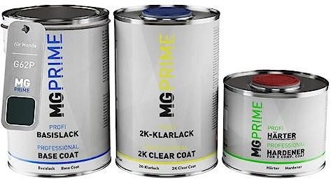 MG PRIME Car paint Can set for Honda G62P Geneva Green Pearl Base coat 2K clear coat hardener ready-to-spray 2.5l