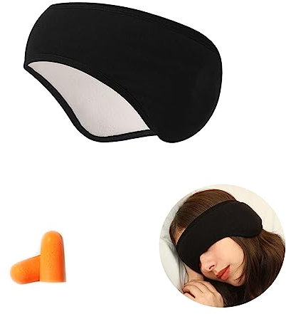 Schlafmaske, Ohrenschützer für besseren Schlaf Lärmreduzierung und Beschattung mit bequemer Passform für Frauen und Herren Lchtblockierende Schlafbrille Gut für Reisen Mittagspause (Schwarz)