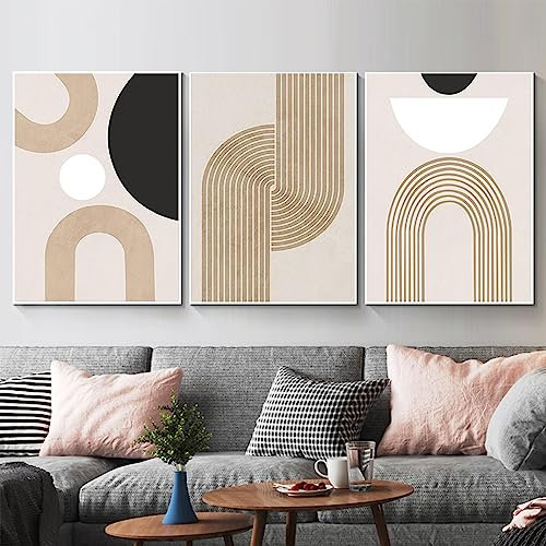 PYNVDD Leinwandposter, Moderne Minimalistische Abstrakte Wandkunst, Böhmisches Posterset Geometrische Wanddekoration - Kein Rahmen (Bild-2,40x60cm*3)…