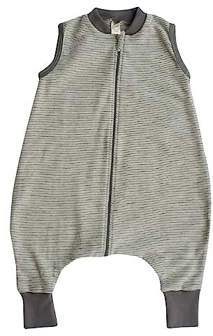 Lilano, Schlafsack mit Bein, geringelt, Merinowolle (kbT), Seide, 210 g/m² (Hellgrau/Natur, 74-80)
