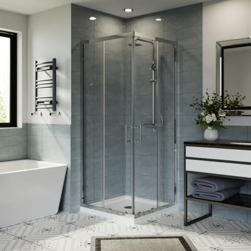 Aquariss Square Shower Enclosure Sliding Doors Corner Entry Bathroom Enclosure Cubicle Chrome 760x760x1900mm