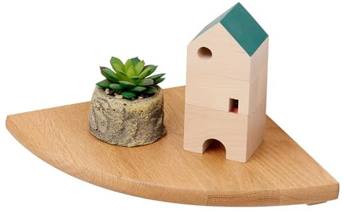 TREOAKWIS Eckregal Hängend, Eiche Massivholz Eckregal Hangeregal Wandregal Holz, Kleines Schwebendes Eckwandregal für Pflanzen Schlafzimmer Wohnzimmer Küche (22CM)