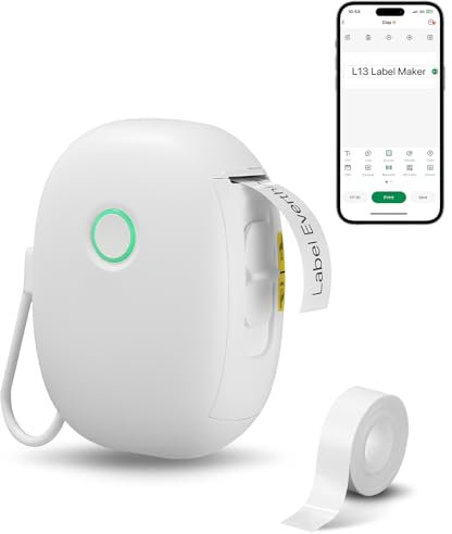 LEAZZLE Etiquetadora Bluetooth,L13 Máquina etiquetadora Adhesivas Impresora de Etiquetas térmica portátil,Impresora de Etiquetas autoadhesiva para el hogar,Colegio,Tienda,Compatible con iOS y Android