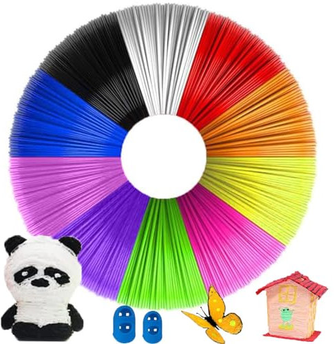 3D Stift Filament 1,75 mm PLA, 10 Farben, je 5M, 3D Stift Nachfüllpacks Set, 3D Stift Zubehör für Kinder und Erwachsene Starterset, 3d Pen Filament für 3D Drucker Stift