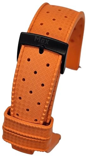Max Tropical Vintage Style FKM Rubber Divers Ersatz-Uhrenarmband Fluorkautschuk, 22 mm