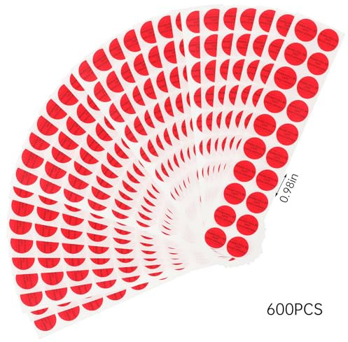 200pcs Tamper Evident Security Tape Stickers Resistant Safety Prevent Opened Warranty Void Labels Seals(Diameter 1 Mark in The Item 200pcs Red) (Red 600pcs) (Red 600pcs)