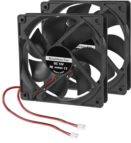 Lot de 2 ventilateurs de refroidissement CC 12 V 12025 à double roulement à billes sans balais 120 x 120 x 25 mm 2 broches pour boîtier d'ordinateur