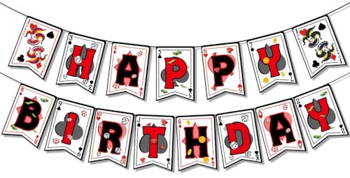 Happy Birthday Banner,Casino Nacht Poker Geburtstags-Banner Happy Birthday Girlande für Vegas Party Dekoration