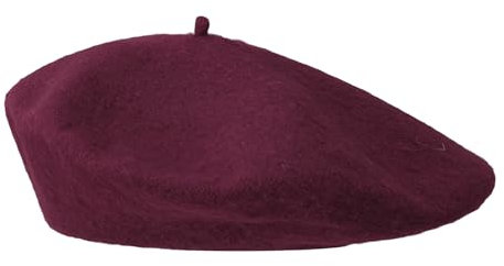 AWOCAN Baskenmütze Französische Baskenmütze Klassische Mode Beanie Mütze für Männer und Frauen Künstler Hut Solide Farbe Weich (Acrylfaser, Weinrot)