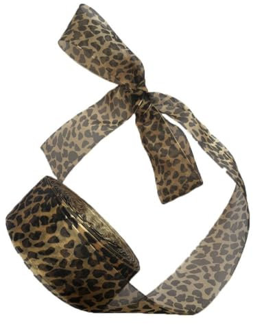 SMTCM Leopardenbänder Rollen 2.5-4cm Leopardenmuster Weich Organzaband Dekoband Geschenkband Leopard Schleifenband zum Basteln klassisches Retro-Band Für Blumenbänder Haarbänder Party Deko Zubehör