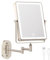8.7 Inch Large Size Rechargeable Wall Mounted Makeup Mirror, Bathroom Lighted Rectangle Double Sided 1X 10X Magnifying, 3 Color Lighting, Extended Arm 360° Swivel Foldable Light Up Mirror