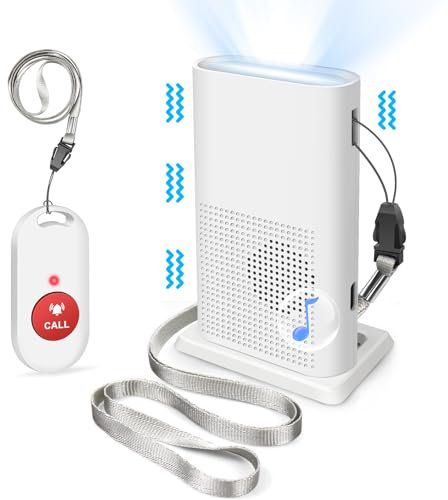 Notrufknopf für Senioren COTINSE, Senioren Notruf Armband mit Vibration/Ton/Licht, Hausnotruf Senioren mit Batteriewarnung, Tragbares SOS Armband 105 dB/58 Klingeltöne, 1 Sender 1 Empfänger