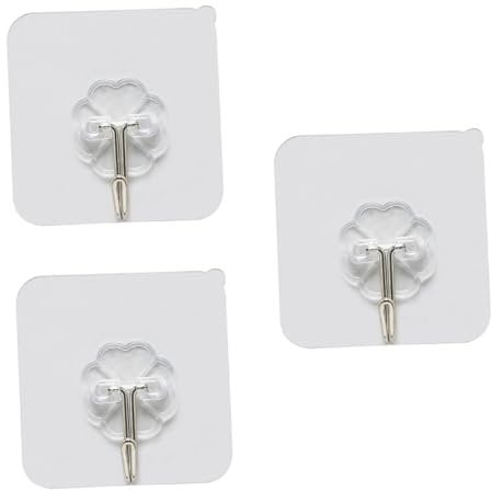 Amosfun 30 Stk Wandhaken für die Küche vielzweckleiter home decor home dekoration hausdeko hooks transparenter Wandhaken unsichtbarer Haken weißer runder Hocker für Badezimmer