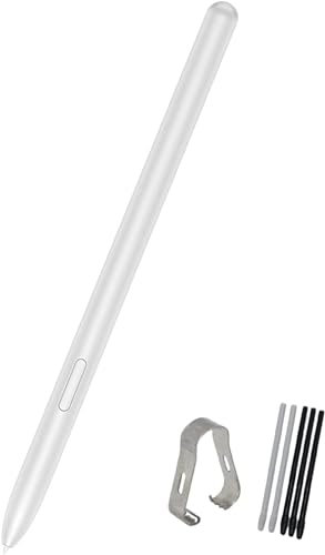 Stylo de Saisie de Remplacement pour Samsung Galaxy Tab S7, Tab S7 FE SM-T730, SM-T733, SM-T736B,Tab S7 FE Stylo S de Remplacement+ Pointes/Plumes sansBluetooth Argent Mystique