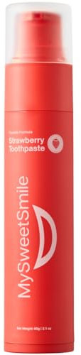 MySweetSmile Erdbeer-Zahnpasta - Fortschrittliche Fluorid-Formel - Tiefenreinigung - Karies-Schutz - Saftiger Erdbeergeschmack - 60g