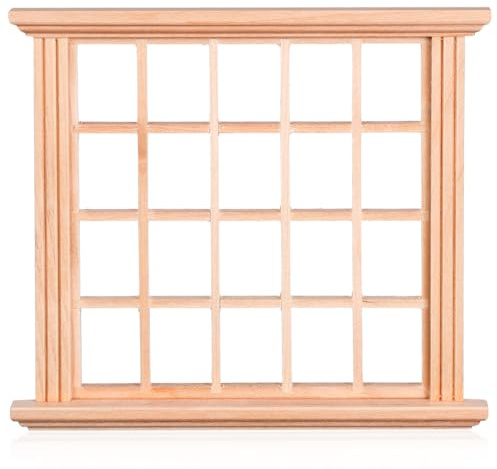 TOYANDONA Puppenhaus-Fenster Im Maßstab 1:12 DIY-Miniatur-Holzmöbel Modell Kleine Leere Holzornamente Winziges Schlafzimmer Fensterrahmen Mini-Puppenhaus-Zubehör Fotografie-Requisiten
