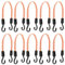 Lot de 10 tendeurs plats en caoutchouc avec crochets réglables pour bagages, moto, bagages, tendeurs en caoutchouc, convient pour chariots, chargeurs, porte-bagages, camping