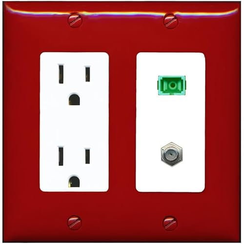 RiteAV 1 porta SC-APC fibra Simplex cavo coassiale TV Wall Plate - Presa [Rosso/Bianco]