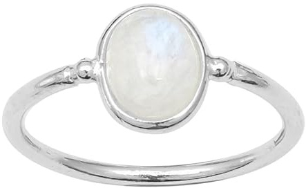 NILOY 925 Sterling Silber Ring Weißer Mondstein Edelstein Schöner Ring Mit Natürlichem Edelstein Ring Größe Männer Und Frauen Handgemachter Schmuck PGR-0015