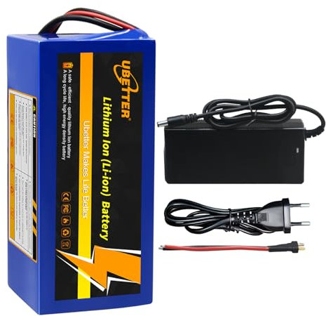 UBETTER 36V 10Ah batteria al litio Ebike, batteria E-fscooter con BMS, batteria bici elettrica 10AH con caricatore 2A per 0-1000W bici elettrica, scooter, motore (36V 10Ah)