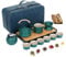 HYEIOL Japanese Ceramic Tea Set, 14Pcs Portable Chinese Tea Pot Set with Infuser/Cups/Tea Strainer for Tea Lovers, Complete with Travel Bag (Green)
