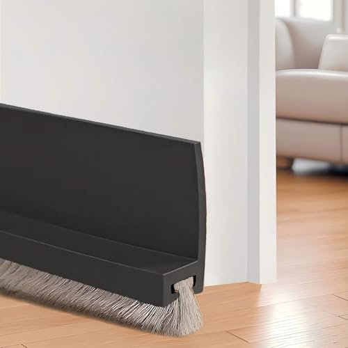 Midslinee 100cm Nero Guarnizione a Spazzola per Porte, Paraspifferi Sottoporta, Paraspifferi porta blindata, Paraspifferi per Porte, door seal (black)