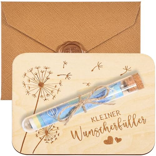 Joycabin Wunscherfüller Geldgeschenke Verpackung aus Holz, Pusteblume Geldgeschenke Verpackung Mit Reagenzgläsern und Bindfaden für Geburtstag Hochzeit Reisen