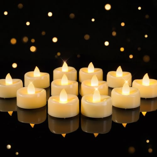 AMAGIC 12 Pack LED Candles Battery Tea Lights FLameless Electric Artificial | Fake Candle for Holiday Home Decor, Birthday Party, Halloween, Night of Herror, Christmas, New Year, Seasonal Lighting