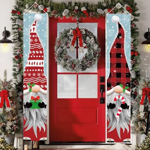 Navidad Coplas Pancarta Navideña para Puerta,Cubierta de Puerta Navidad, Pancarta de Tela Colgante para Puerte de Entrada para Interior y Exterior Decoraciones para Fiestas de Navideña y Invierno (C)