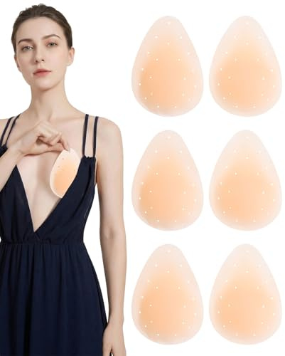 ALONK 6 Stück Klebe BH Push Up, Unsichtbarer Nippelpads, Silikon Wiederverwendbare Waschbare Klebebh