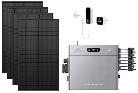 Zendure SolarFlow 2400 Pro + 1 D0-Zähler + 4 450W Solarpanels | Balkonkraftwerk mit Speicher 2,4kWh, Plug & Play, 4 MPPT, 2400W Bidirektionales AC, 4800W PV-Eingang, bis 16,8kWh Erweiterbar