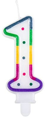 Boland 31061 - Geburtstagskerze Zahl 1, Nummer Eins, mit Kerzenhalter, Stecker, Spieß, Minikerze, Tortenkerze, Kuchen, Geburtstag, Kindergeburtstag, Kindergarten, Dekoration, Geschenk