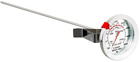 Escali AHC2 Stainless Steel Deep Frying and Candy Thermometer with Pot Clip, 12-Inch Probe with Candy Temperature Zones, NSF Certified
