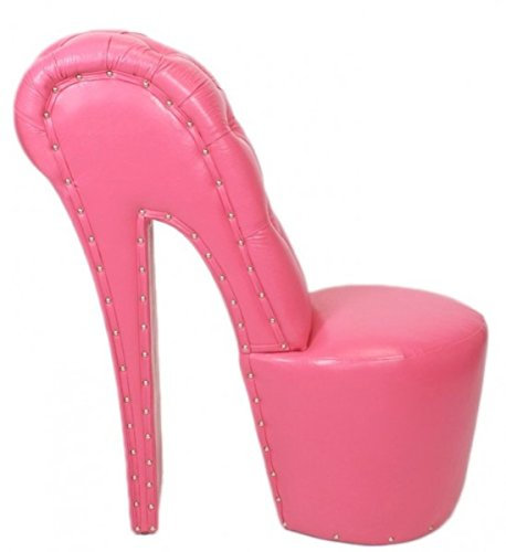 Casa Padrino High Heel Sessel mit Dekosteinen Rosa Luxus Design - Designer Sessel - Club Möbel - Schuh Stuhl Sessel