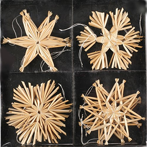 Strohsterne zum Hängen Mehrere Größen - Strohsterne Baumschmuck Christbaumschmuck (12 Strohsterne 11 cm)