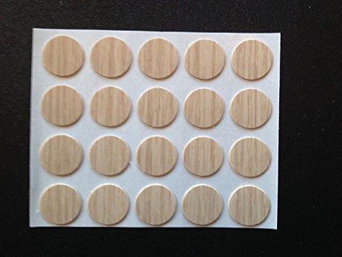 Self Adhesive Stick on Screw Hole Cap Covers 13mm Light Oak