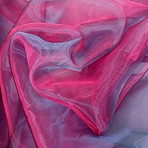 TOLKO 1m Organza Stoffe zum Nähen Meterware | Hauch Zart, Fein, Durchsichtig | zum Dekorieren Basteln 145cm breit | leichter Glanz Stoff für Gardine Vorhänge Tischdecken Deko Schals (Pink Blau)