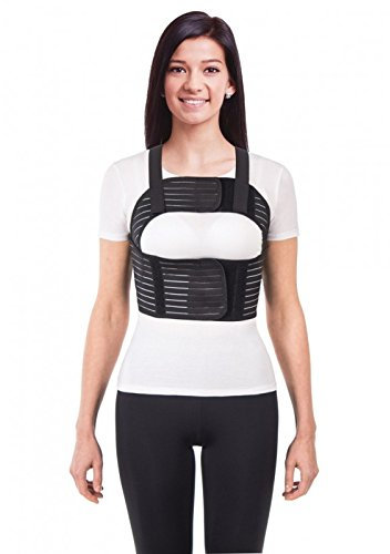 TOROS GROUP MANUFACTURE Frauen Brust-Korsett mit Brustgurt mit Hosenträger Ideal bei koronaren postoperativen gebrochenen Rippen und Brustbein Schwarz Medium