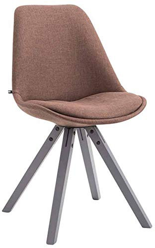 CLP Retro-Stuhl Toulouse Square Mit Stoffbezug Und Hochwertigem Sitzpolster I Lehnstuhl Mit Stabilem Holzgestell I Sitzhöhe 48 cm, Farbe:braun, Gestell Farbe:grau