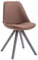 CLP Retro-Stuhl Toulouse Square Mit Stoffbezug Und Hochwertigem Sitzpolster I Lehnstuhl Mit Stabilem Holzgestell I Sitzhöhe 48 cm, Farbe:braun, Gestell Farbe:grau