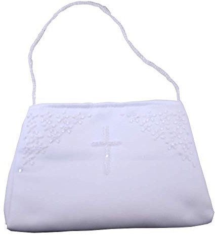 Mädchen Erstkommunion Geldbörse | Konfirmation Taufe Tasche | katholische Kinder Geldbörse | Christliche Bekleidung, Weiss/opulenter Garten