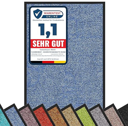 casa pura Schmutzfangmatte Rhine, Fußmatte, Türmatte für Eingangsbereich, Fußabtreter, Türvorleger, Sauberlaufmatte (90x300 cm, Blau)