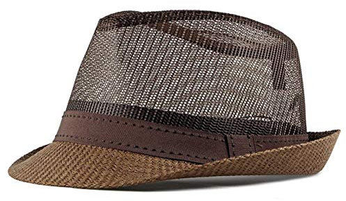 CHENNUO Panamahüte Damen und Herren Strohhut Fedora Hut Sommerhut Strandhut Sonnenhut (Braun)
