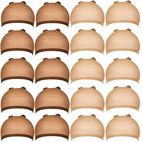 Rmeet Perücke Kappen Caps,12er-Pack Perücken Kappen Nylon,6pcs Braun Perücken Kappe + 6pcs Nackte Perücken Kappe, Elastische Haarnetz für Frauen und Männer