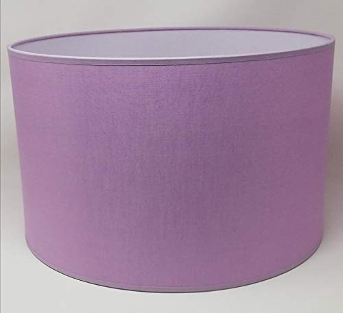Abat-Jour Cylindrique Tissu en Coton Fait à la Main, pour Lampe de Table, Suspension, Lampadaire (Lilas, Diamètre 40 cm x Hauteur 20 cm)