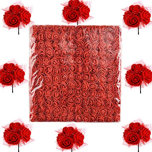 BOELLRUNO 288 pz 2.5cm Mini Teste di Rose Fiori Artificiali in Schiuma con Tulle Finte Piccole per Decorazioni Matrimonio Festa Decorazioni Bouquet Fiori Artificiali Decorazione per Matrimonio Festa