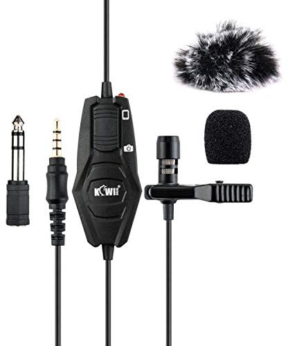 KIWIFOTOS Lavalier Microphone, Professionale Clip-on Lapel Mic Condensatore Omnidirezionale con Cavo 7M per Fotocamera/Smartphone per Registrazione Interviste Vlog Conferenza Podcast