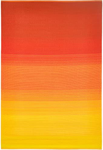 FAB HAB Outdoor-Teppich - wetterfest, farbecht, wendbar - recycelter Premium-Kunststoff - Ombre - Terrasse, Balkon, Garten, Flur, Bad - Kunststoffteppich Big Sur Sonnenuntergang, 120x180 cm