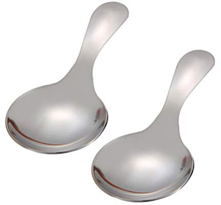 DOITOOL 2 Stück Edelstahl Kurzgriff Löffel Mini Salzlöffel Messlöffel für Tee Metall Essen Servierlöffel EIS Dessert Kaffeelöffel